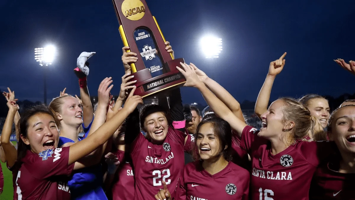 Santa Clara Women's Soccer team celebrating