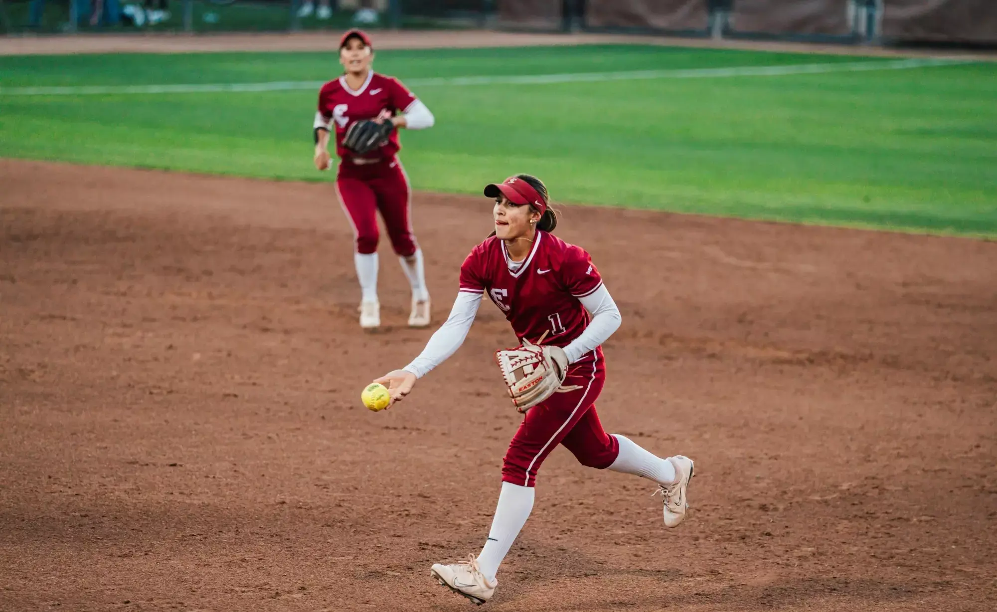 Cairah Curran making a throw from the infield