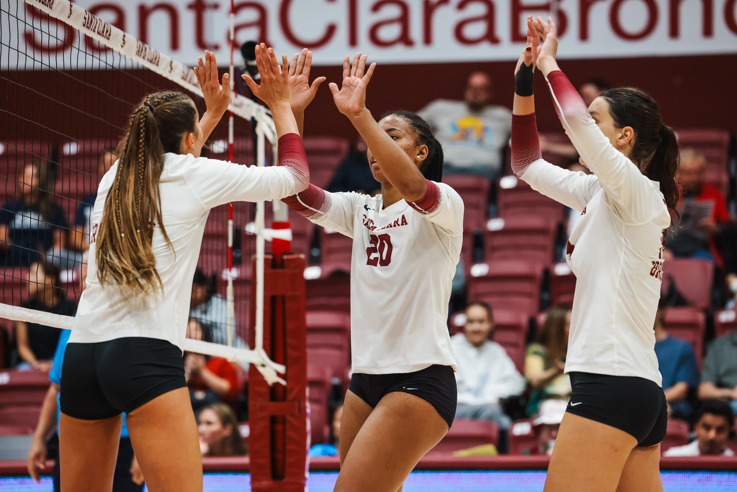 Santa Clara University volleyball team on the court